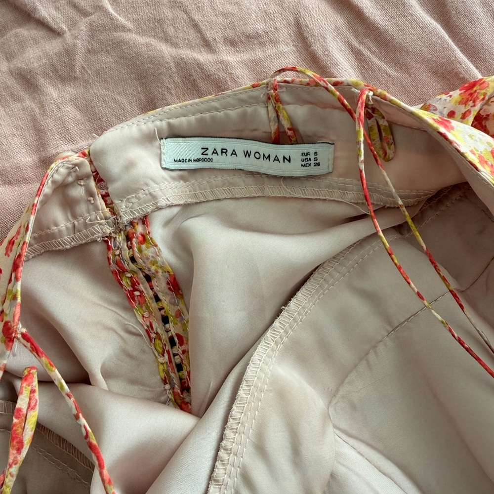Zara Pink Floral High-Low Slip Dress - Picture 5 of 6